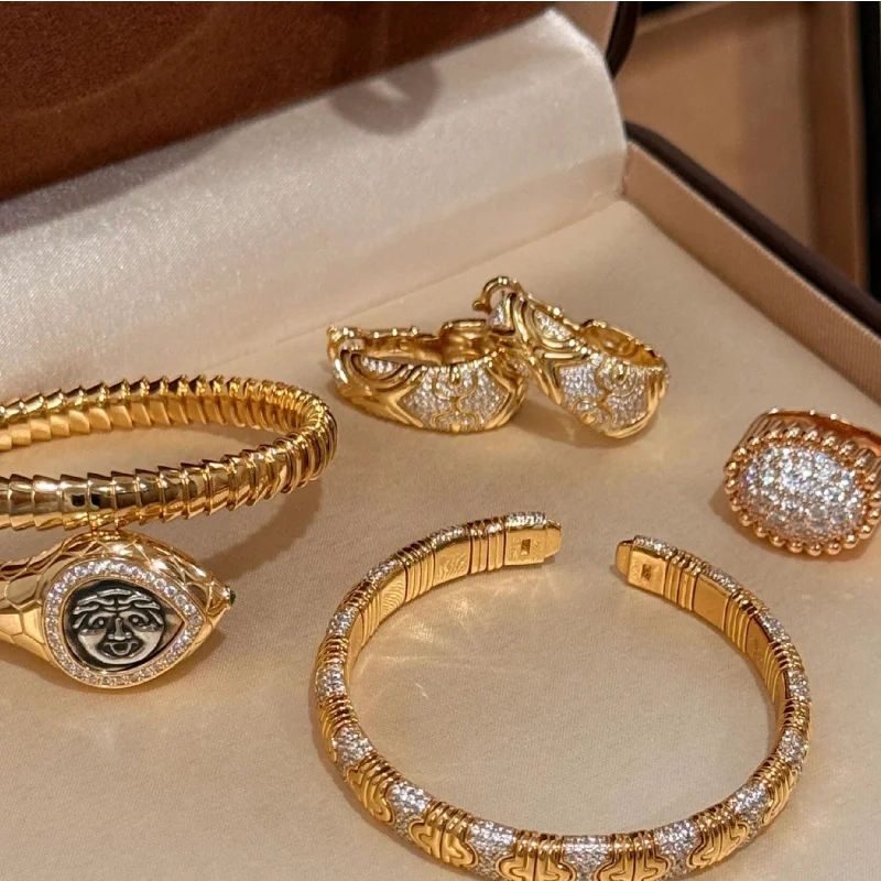 BELLUX Italy Vintage Style Classic 925 Silver Gold Plated Synthetic Zircon Light Luxury Earrings Fine Jewelry