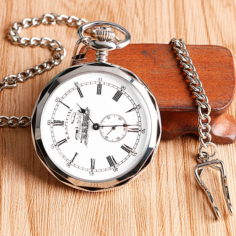 Steampunk Antique Stylish Mechanical Hand Winding Men Pocket Watch Unique Dial Design Open Face Pendant Luxury Pocket Clock Man