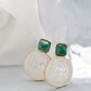 Natural White Shell Openwork 18K Gold Plated Earring Inlaid Black Agate 925 Sterling Silver Earrings Fashion Fine Jewelry Gift