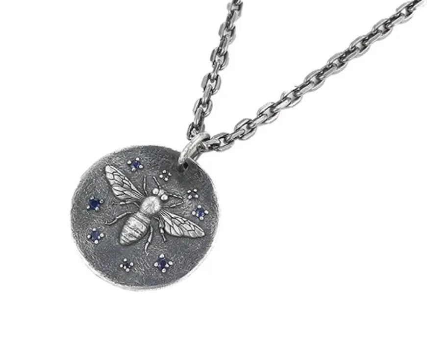 Necklace Pendant Pure 925 Sterling Silver Insects Bee Blue Gemstone Luxury Brand Jewelry Man Woman 2025 St Valentine Day Gift P5