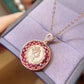 Vintage Sterling Silver Queen Pendant with 3mm Natural Ruby 18K Gold Plated 925 Silver Ruby Necklace Pendant