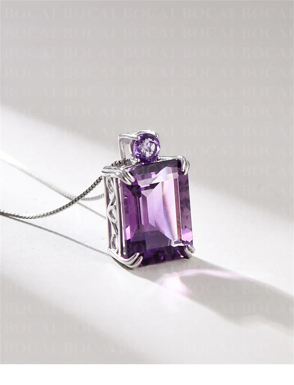 S925 Sterling Silver Charms Pendants for Women Men New Fashion Palace Style Hollow Argentum Edge Inlaid Natural Amethyst Jewelry