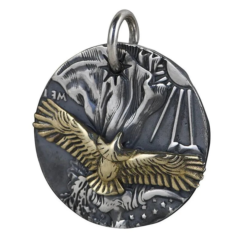 Necklace Pendant Pure 925 Sterling Silver Flying Eagle Round Card Luxury High Quality Jewelry 2025 Trend Man Necklaces Woman P22