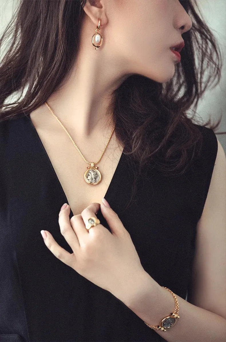 Demeter goddess of fertility vintage coin necklace