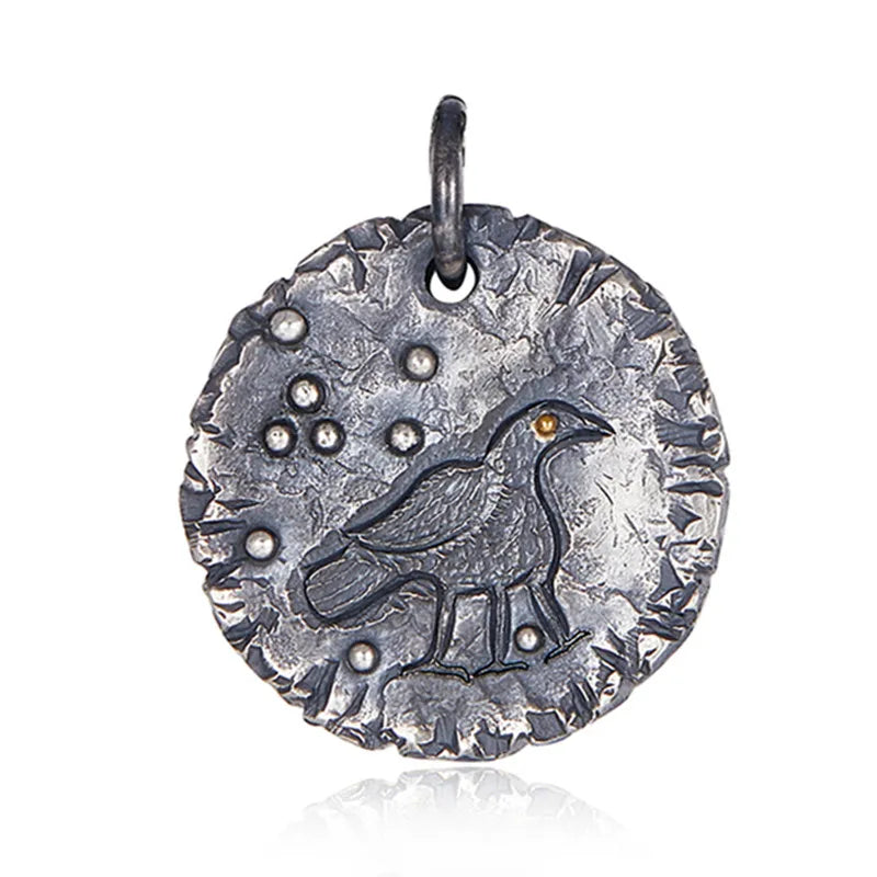 Necklace Pendant Pure 925 Sterling Silver Men Women Three Legged Golden Crow Luxury Brand Fine Jewelry 2024 New In Festoon P19