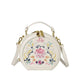 MOTAORA Small Round Women's Shoulder Bag Handmade Leather Embroidered Floral Purse for Teenage Girls Crossbody Bags