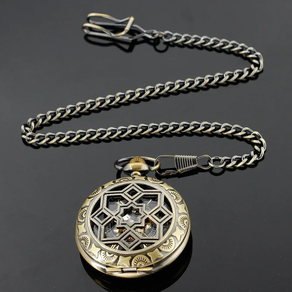 Antique Mechanical Pocket Watch Men Luxury Brand Necklace Pocket & Fob Watches Chain Male Clock PJX1631