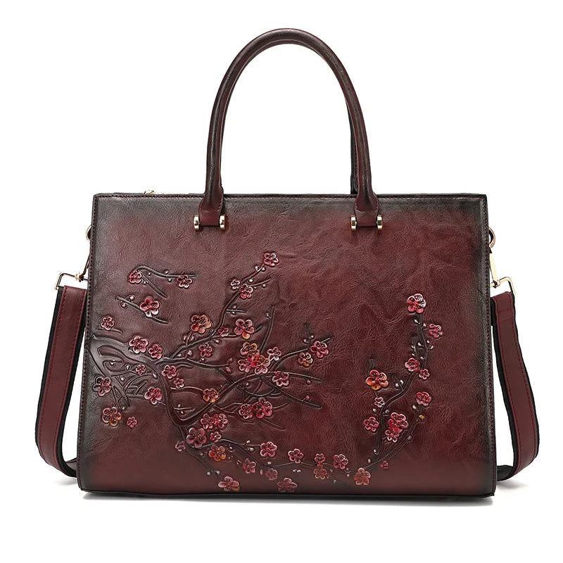 COSMO Vintage Embossed Women Shoulder Bag, Leather Female Tote Bag