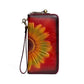 MOTAORA Women's Leather Wallet Handmade Cowhide Clutch Purse Long Zipper Card Holder Retro Painting First Layer Genuine bag