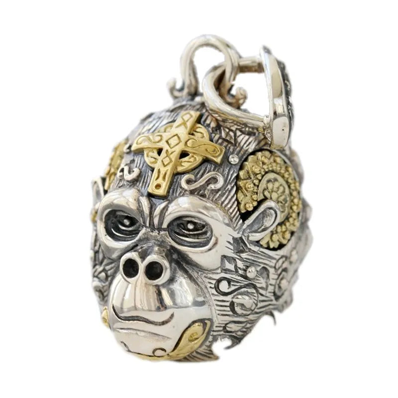 BOCAI New Real S925 Silver Jewelry Gorilla  Ｎon-Ｍainstream Punk  Ｖintage Personality Ｍan Pendant Christmas Gift