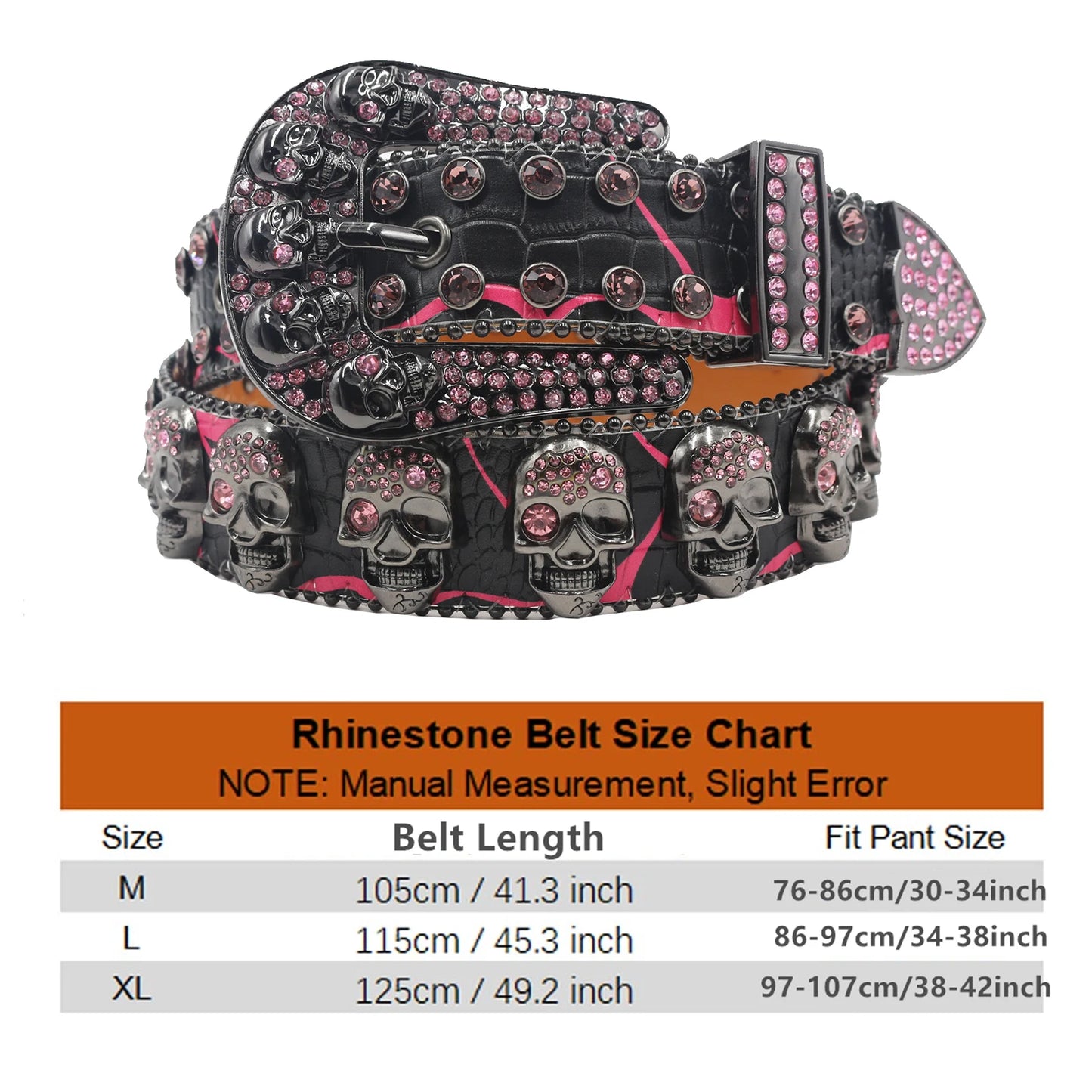 Nice Women's Skull Rhinestone Hollow Belt Women's Pin Buckle Studded Belt For Women Wedding Party Belt Valentines Gifts For Her