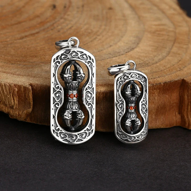Pendant 100% 925 Sterling Silver 925 Rotatable Vajra Luxury High Quality Jewelry Silver 2025 Trend Man Necklaces For Women P12