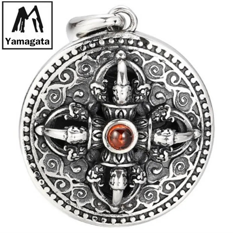 2025 Trend Vintage Necklace Pendant Real Sterling Silver 925 Vajra Cloud Inlaid Ruby Luxury Brand Fine Jewellery Man Woman P12