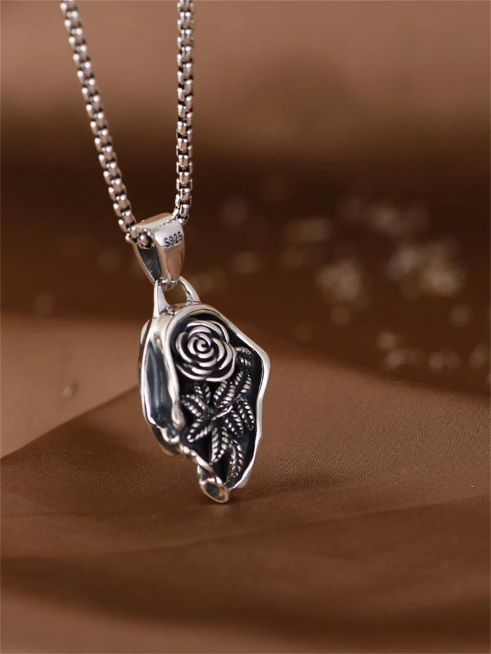 Genuine BOCAI S925 Sterling Silver Pendants for Women Men New Fashion Relief Rose Goddess Punk Vintage Jewelry Wholesale