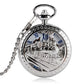 Old Fashion Men Women Mechanical Handwinding Pocket Watch Locomotive Hollow Train Skeleton Clock Pendant FOB Chain reloj Gift