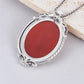 S925 Sterling Silver Charms Pendant for Women Palace Style Pattern Inlaid Red Agate Goddess Head Sculpture Jewelry Wholesale