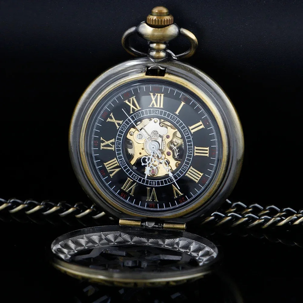 Antique Mechanical Pocket Watch Men Luxury Brand Necklace Pocket & Fob Watches Chain Male Clock PJX1631