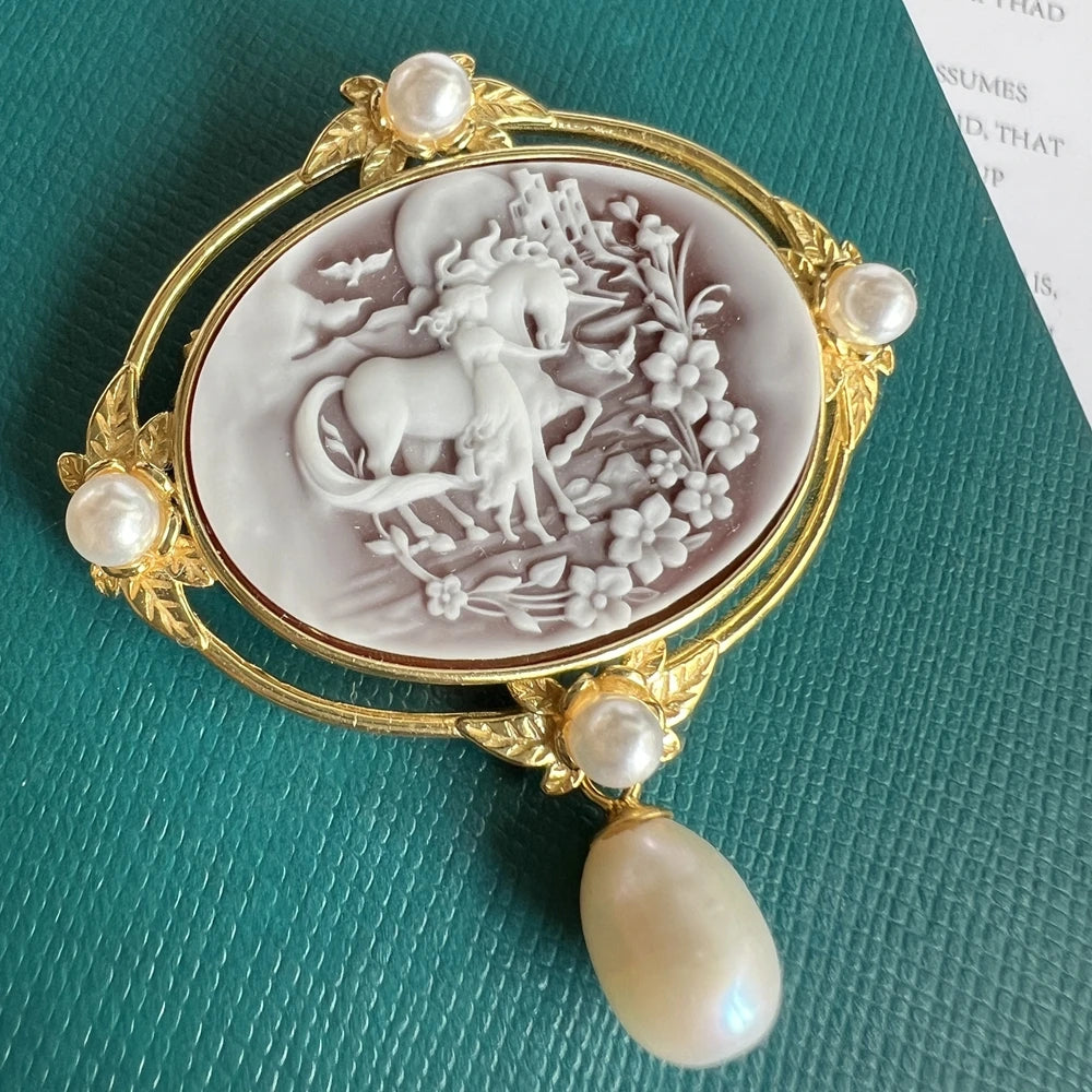 925 Sterling Silver Cameo Charms & Pendant Natural Agate Horse Pendant for Jewelry Making