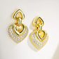 Vintage Heart 18k Yellow Gold Plated Diamond Earrings Silver 925 Jewelry Accessories