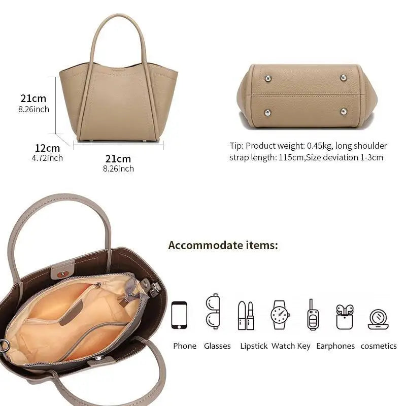 MOTAORA Women's Genuine Leather Crossbody Bag, Fashion Casual Shoulder Bag for Ladies, Cowhide Handbag, Trendy Women's Purse