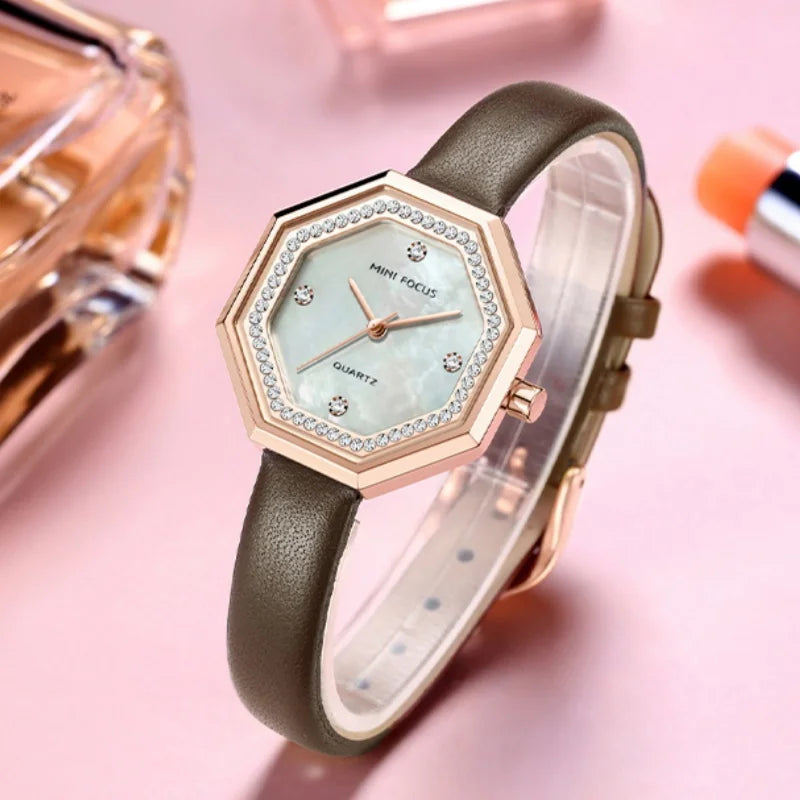 MINI FOCUS 0304 Brand Fashion Women Quartz Watch Luxury Leather Strap Waterproof Casual Girls Wristwatch Elegant Ladies Watches