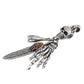 BOCAI New S925 Silver Retro Personalized Trendy Hip Hop Skull Feather Bone Claw Bowling Bottle Men's Pendant