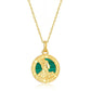 New Antique Coin Portrait Necklace for Women, Vintage Turquoise 18K Gold PT950 Platinum Silver Plated 7-layer Gold Pendant