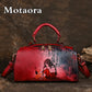 MOTAORA Vintage Women Luxury Leather Handbag For Female Bag Luxury Designer Hand Drawn Cartoon Pattern Ladies Shoulder Bags 2025