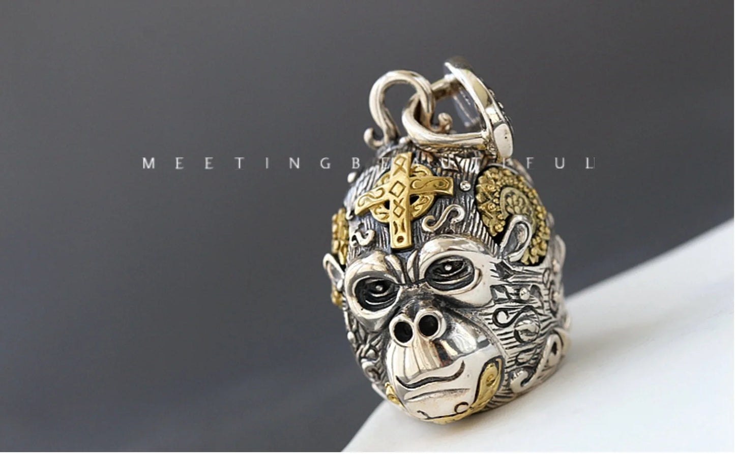BOCAI New Real S925 Silver Jewelry Gorilla  Ｎon-Ｍainstream Punk  Ｖintage Personality Ｍan Pendant Christmas Gift