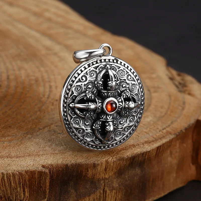 2025 Trend Vintage Necklace Pendant Real Sterling Silver 925 Vajra Cloud Inlaid Ruby Luxury Brand Fine Jewellery Man Woman P12