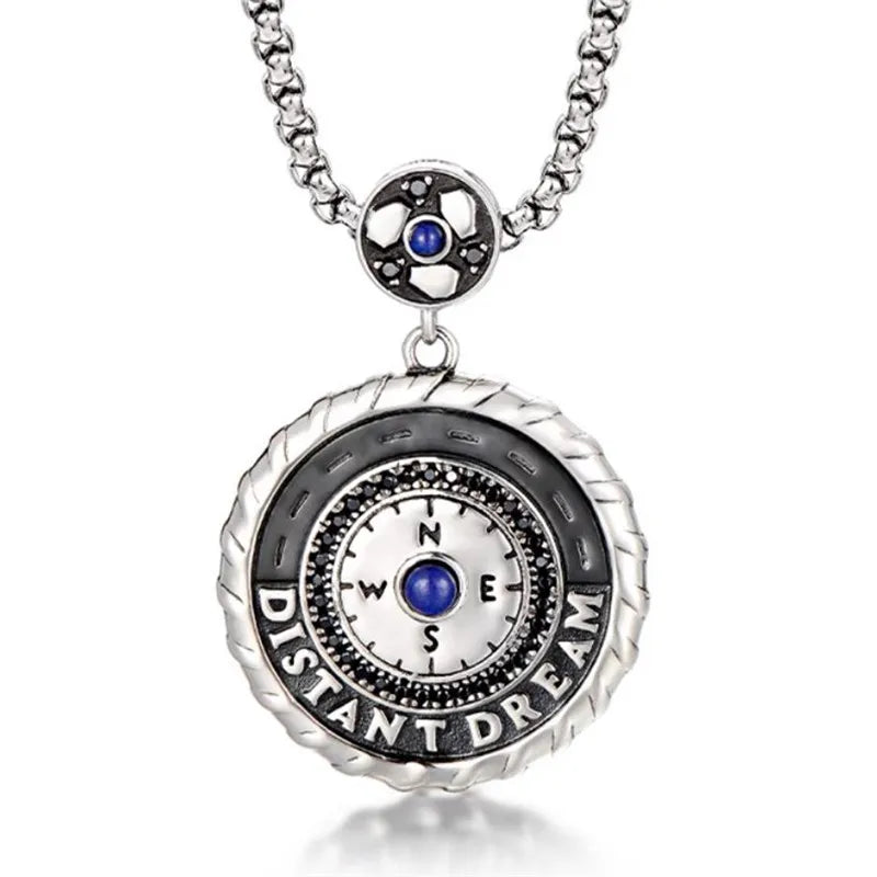 Necklace Pendant 925 Sterling Silver Lapis Lazuli Compass Luxury Fine Jewellery Woman Man 2025 St Valentine Day Love Gift P41