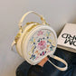 MOTAORA Small Round Women's Shoulder Bag Handmade Leather Embroidered Floral Purse for Teenage Girls Crossbody Bags