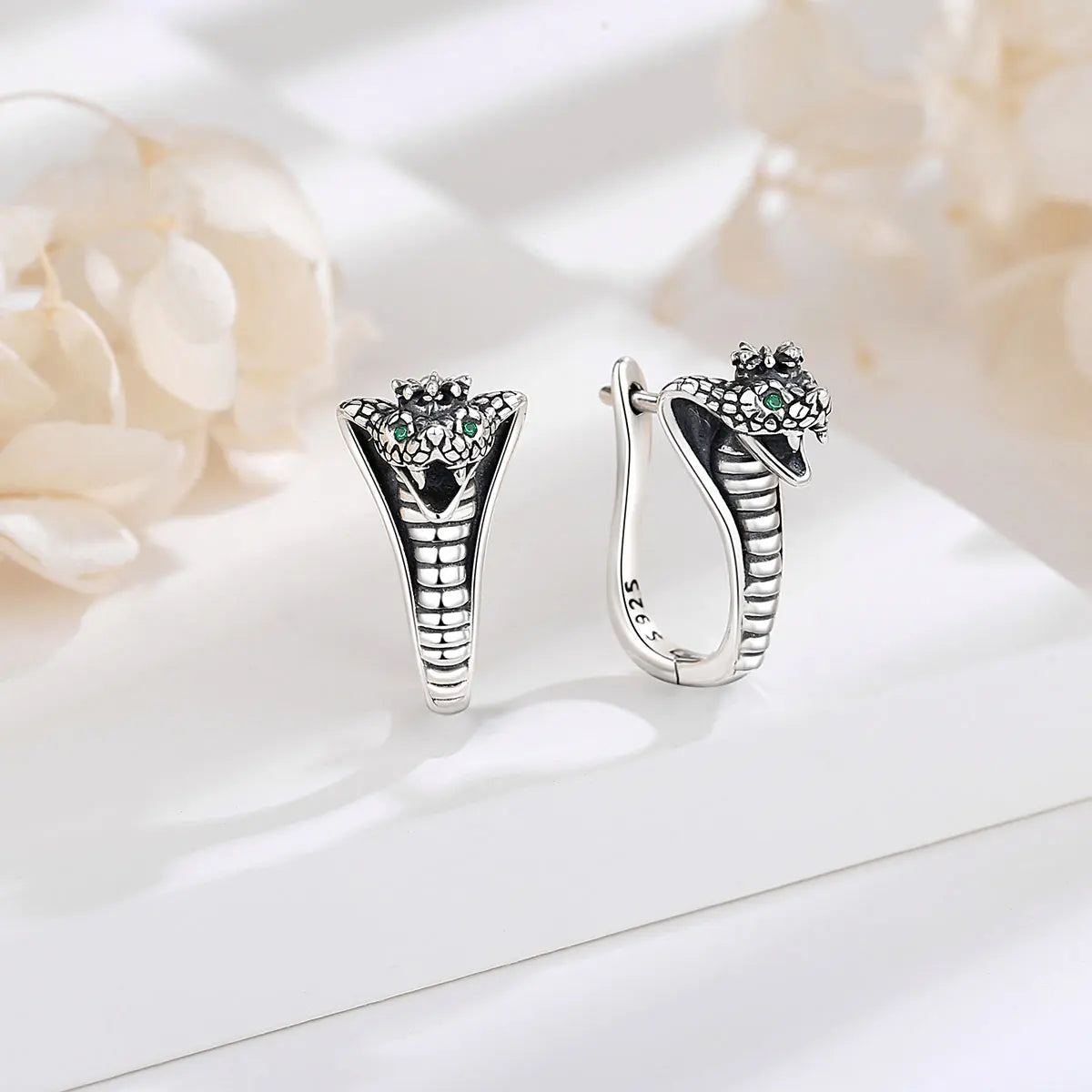 Eudora Real 925 Sterling Silver Snake Circle Earrings Round Small Hoop Retro Textures Snake Earrings For Women Man Fine Jewelry