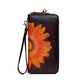 MOTAORA Women's Leather Wallet Handmade Cowhide Clutch Purse Long Zipper Card Holder Retro Painting First Layer Genuine bag