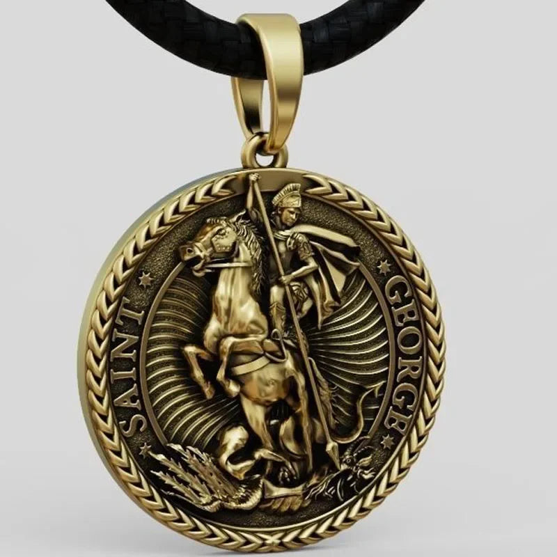 15g Saint George and the Dragon Round Pendant  Customized 925 SOLID STERLING Silver High Trendy