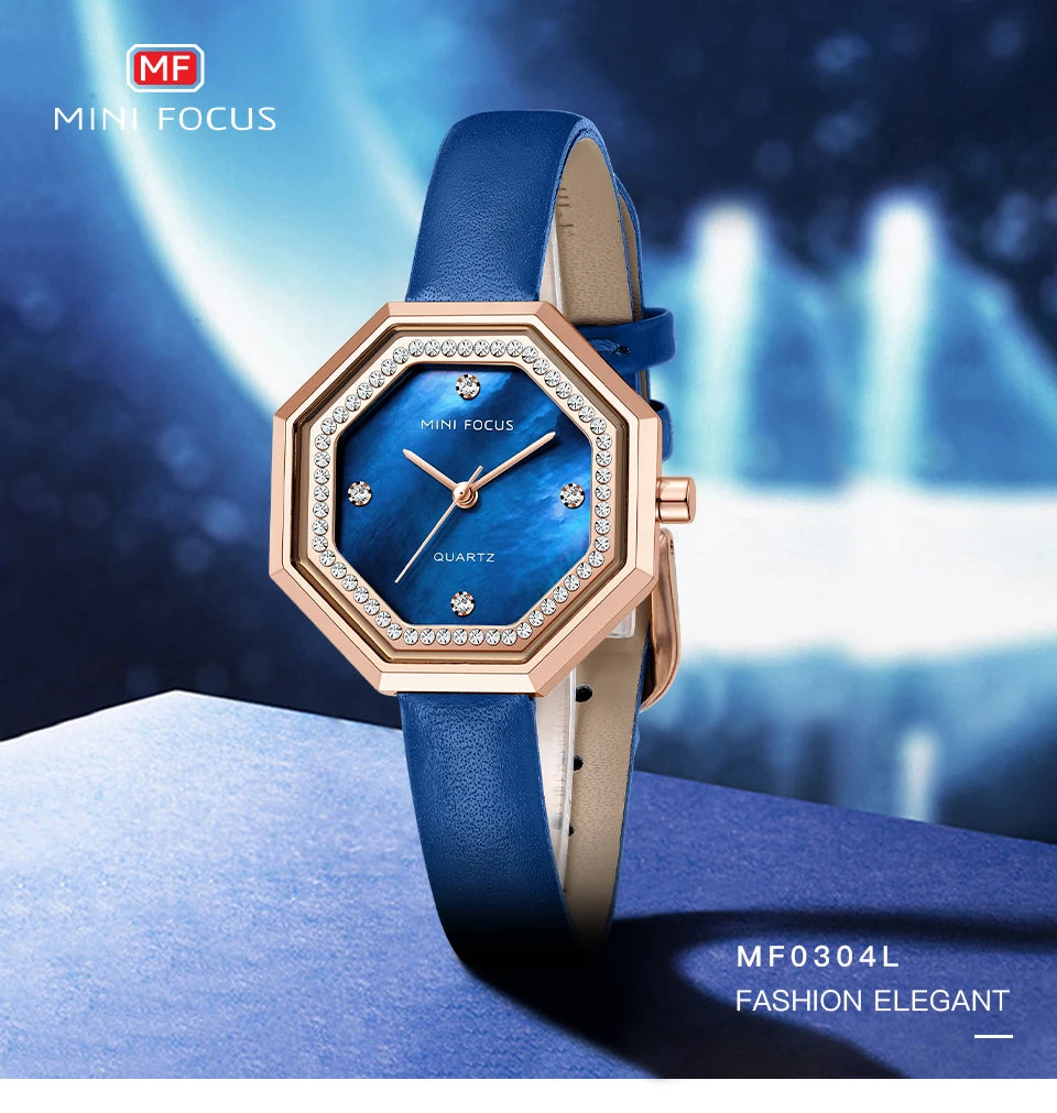 MINI FOCUS 0304 Brand Fashion Women Quartz Watch Luxury Leather Strap Waterproof Casual Girls Wristwatch Elegant Ladies Watches