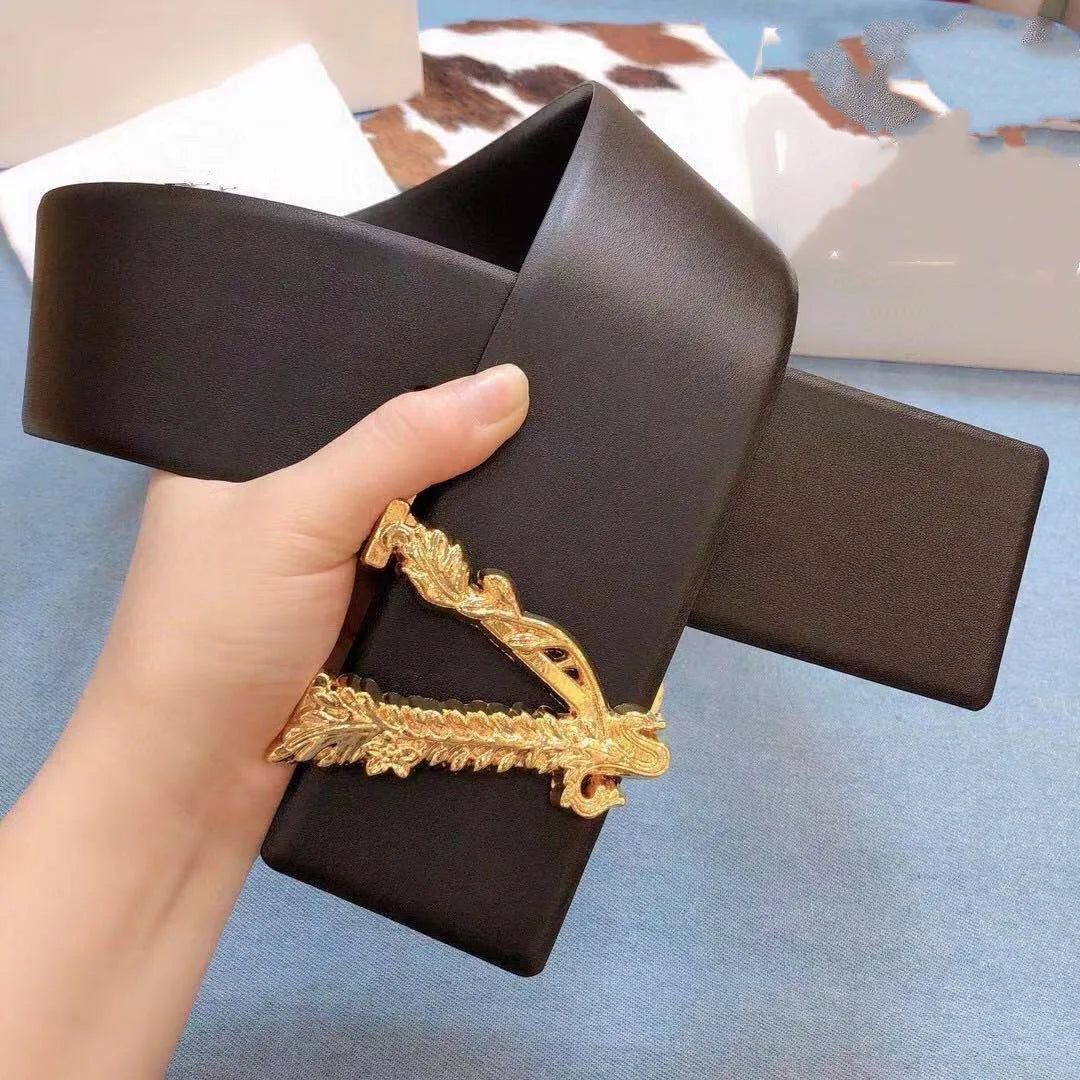 2025 New Wide 7CM Luxury Brand Famous Designer Fashion Reversible Women Belt Ladies Girdle New Leather Belt for womendress