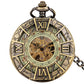 Vintage Bronze Roman Numerals Manual Mechanical Pocket Watch Men Antique Gifts Cool Spider Pattern Back Cover Pocket Clock Man