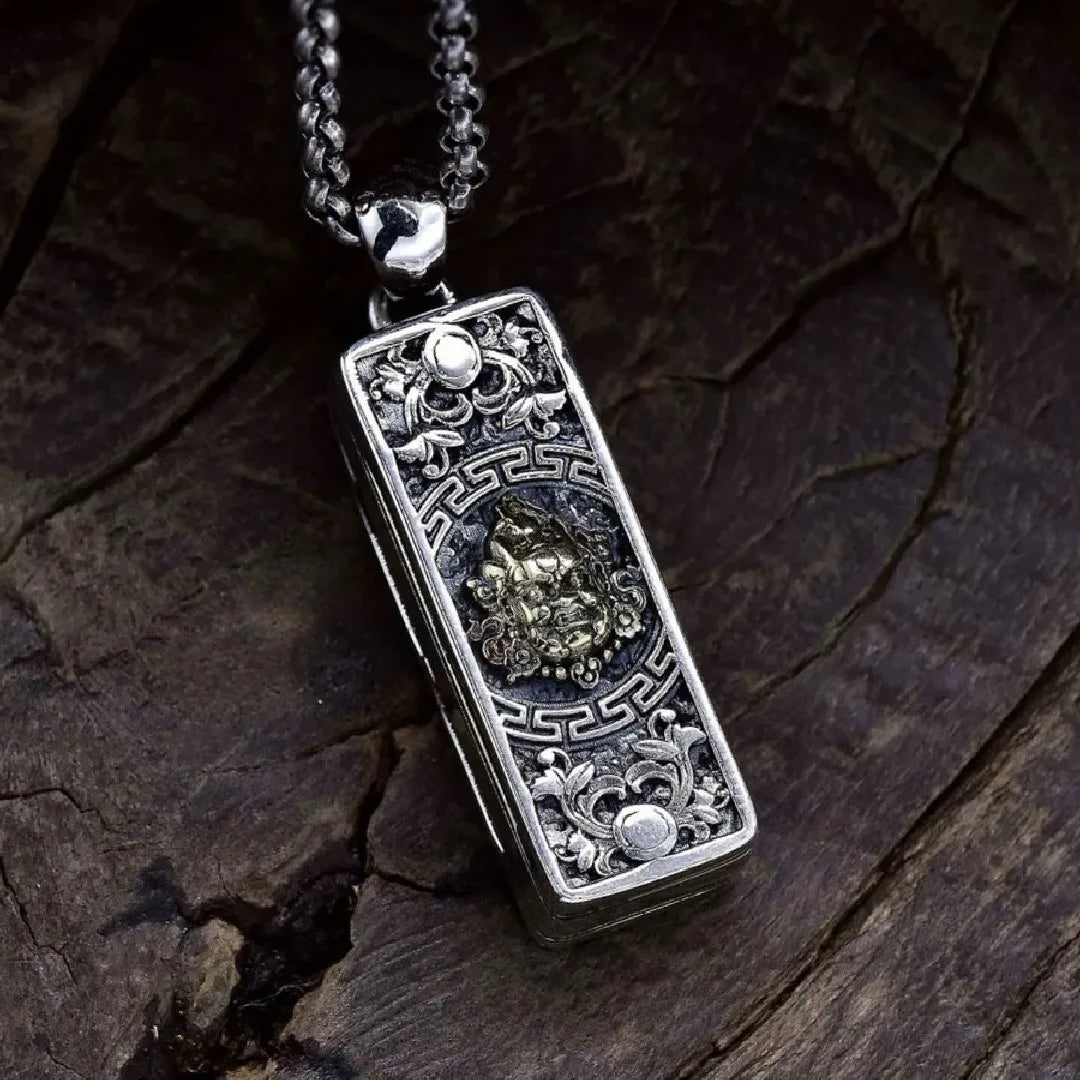 BOCAI NEW S925 Sterling Silver Retro Personality Yellow God Of Wealth Harmonica Pendant