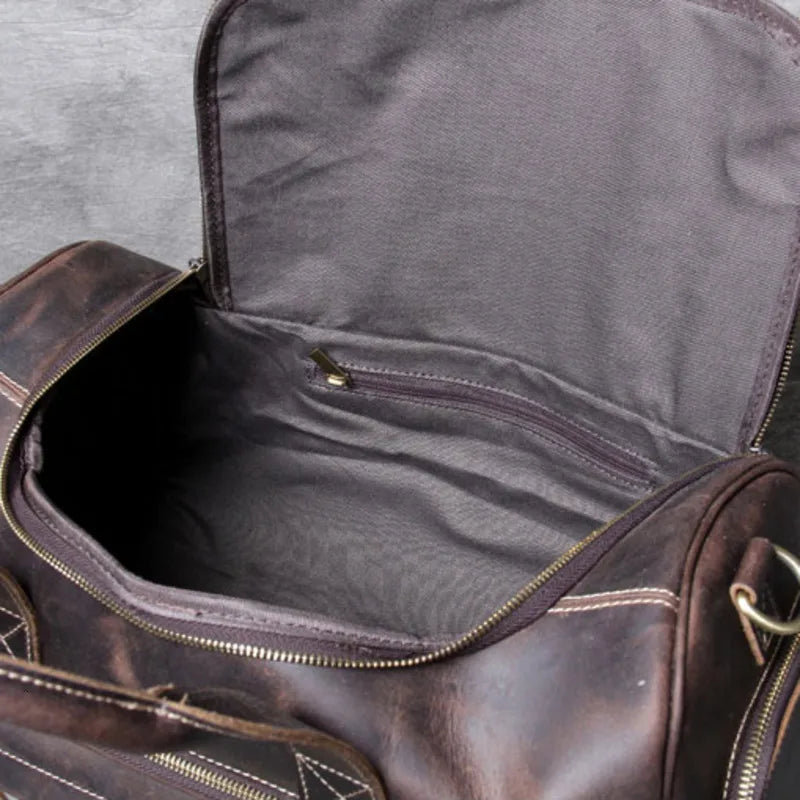 New Men's Leather Travel Bag Premium Genuine Leather Business Backpack - RFID Anti-Theft Outdoor Duffel Bag for Business