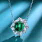 Cushion Shape Vintage 925 Sterling Silver Lab Grown Emerald Pendant Necklace Lab Grown Diamond Necklace for Gift