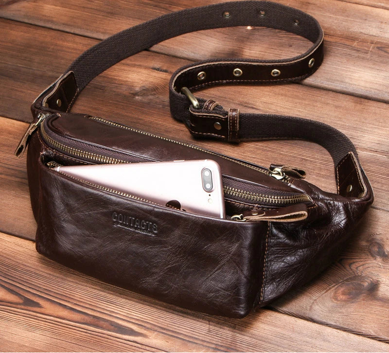 COSMO Men's Genuine Leather  for Travel & Sports Anti-Theft Phone Pouch