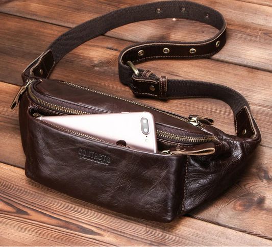 COSMO Men's Genuine Leather  for Travel & Sports Anti-Theft Phone Pouch