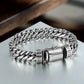 BOCAI New S925 Silver Domineering Bold Style Half Round Pattern Bolt Lock Men's Bracelet Personalized Trend Punk Hip-Hop Jewelry