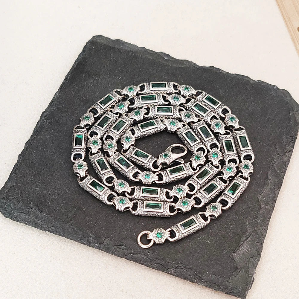Daifuni 925 Sterling Silver Vintage Turkey Ethnic Style Fine Chain Necklace for Men Woman 6MM Hip-Hop Fashion Party Jewelry Gift