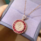 Vintage Sterling Silver Queen Pendant with 3mm Natural Ruby 18K Gold Plated 925 Silver Ruby Necklace Pendant