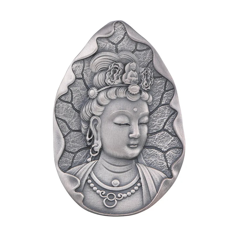 new 990 Silver Retro Wisdom Manjusri Buddha Pendant Lucky Talisman for Men and Women