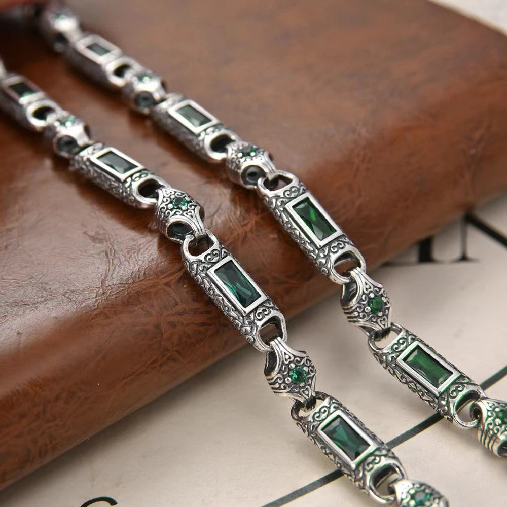 Daifuni 925 Sterling Silver Vintage Turkey Ethnic Style Fine Chain Necklace for Men Woman 6MM Hip-Hop Fashion Party Jewelry Gift