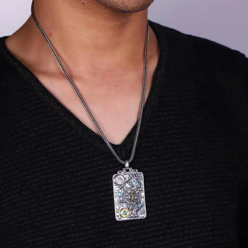 Necklace Pendant Real 925 Sterling Silver Lucky Brave Troops Inlaid Turquoise Luxury Brand Fine Jewellery Woman Man 2025 Gift P9