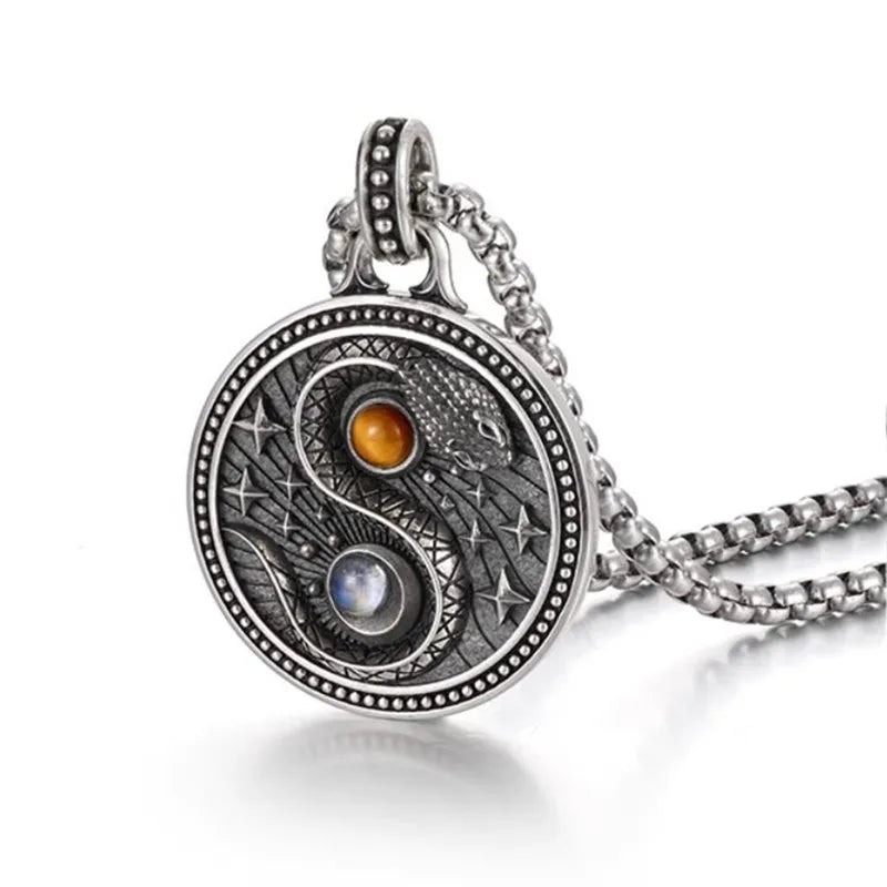 Necklace Pendant Real 925 Sterling Silver Snake Inlaid Tiger Eye Stone Luxury Fine Jewellery Woman Man 2025 St Valentine Day P36